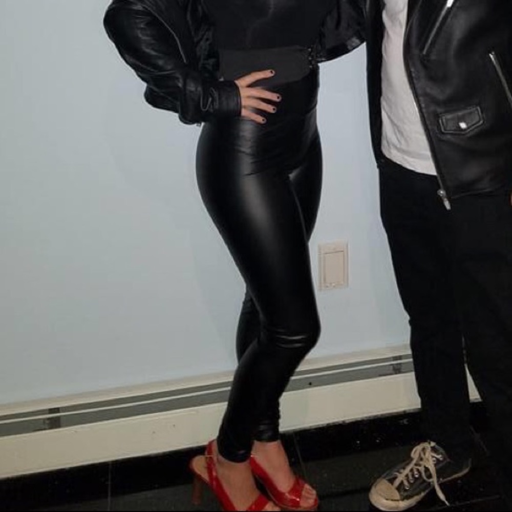 High waisted leather leggings